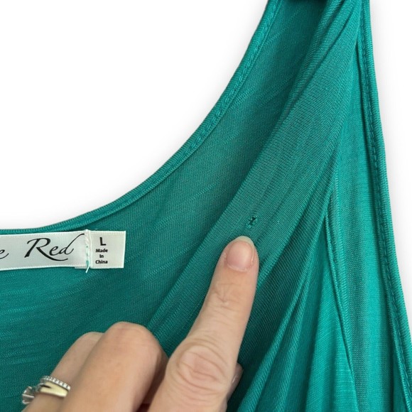 Rouge Red Women's Large Sleeveless Cowl Blouse Green Draped Tank Top L Rayon - Picture 5 of 8